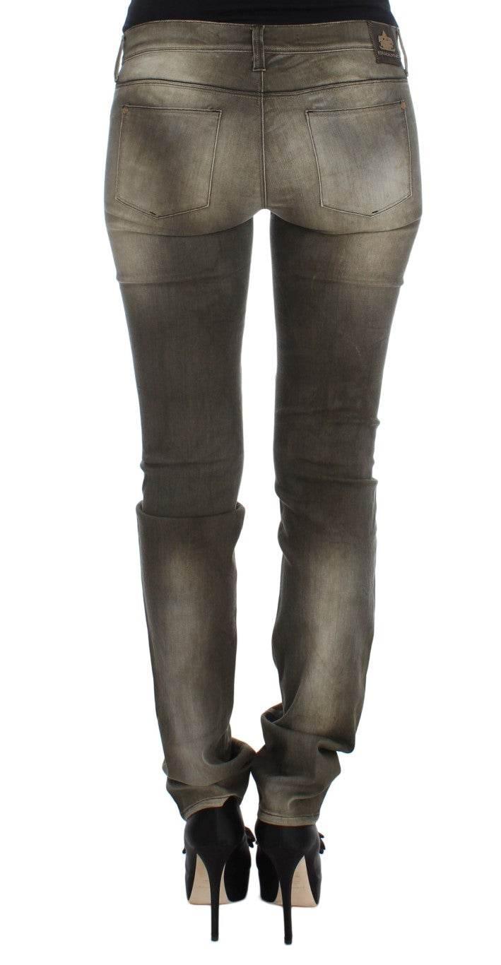 Ermanno Scervino Gray Wash Cotton Blend Slim Fit Jeans - Hilstor