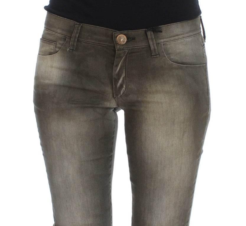 Ermanno Scervino Gray Wash Cotton Blend Slim Fit Jeans - Hilstor