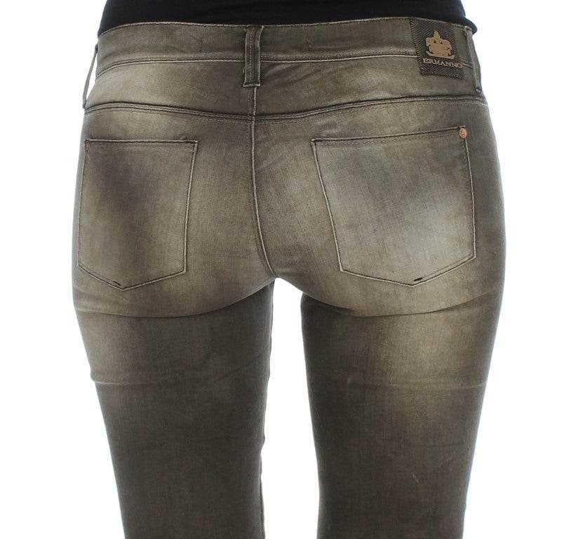 Ermanno Scervino Gray Wash Cotton Blend Slim Fit Jeans - Hilstor