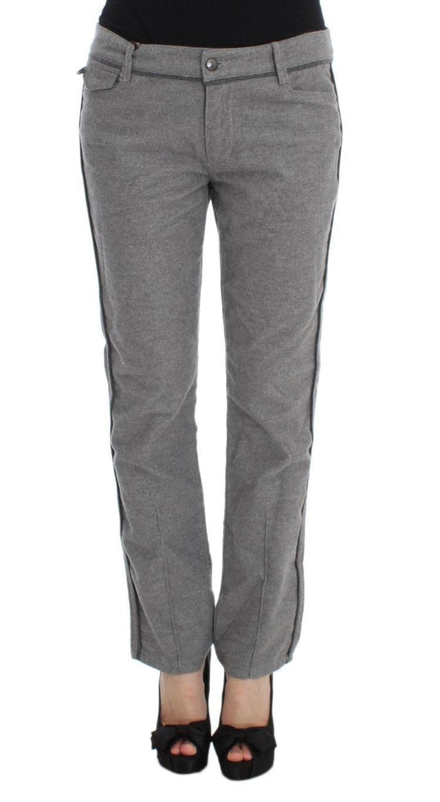 Ermanno Scervino Gray Cotton Straight Fit Casual Pants - Hilstor