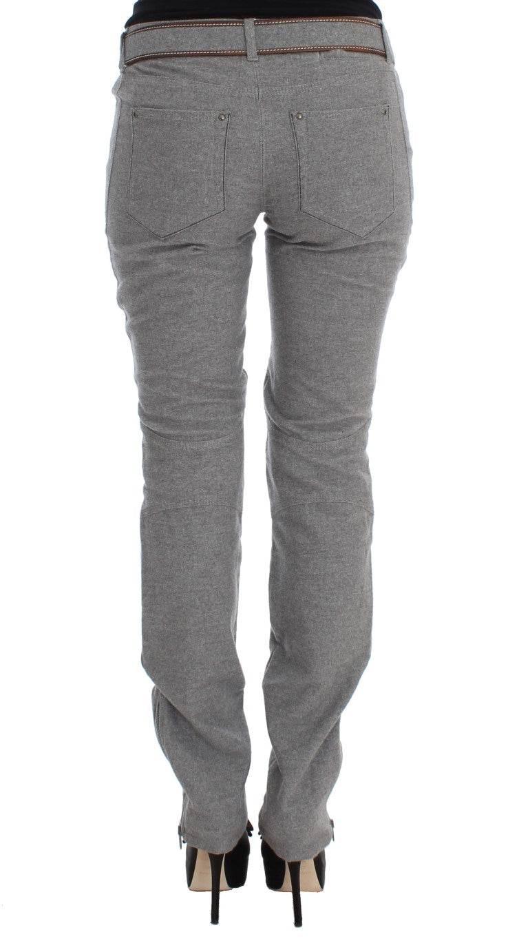 Ermanno Scervino Gray Cotton Slim Fit Casual Bootcut Pants - Hilstor