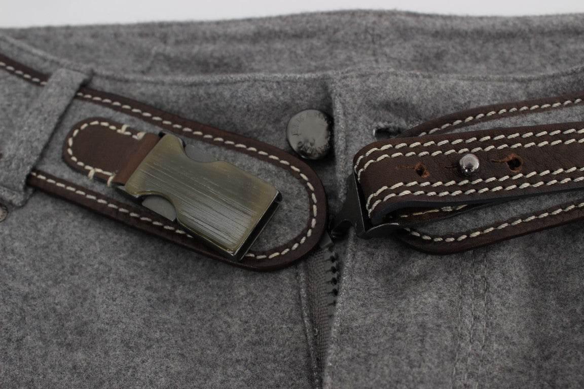 Ermanno Scervino Gray Cotton Slim Fit Casual Bootcut Pants - Hilstor