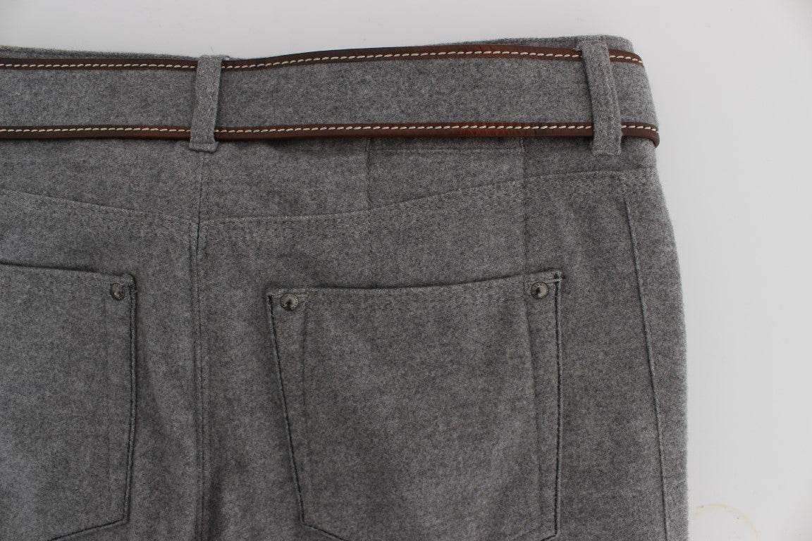 Ermanno Scervino Gray Cotton Slim Fit Casual Bootcut Pants - Hilstor