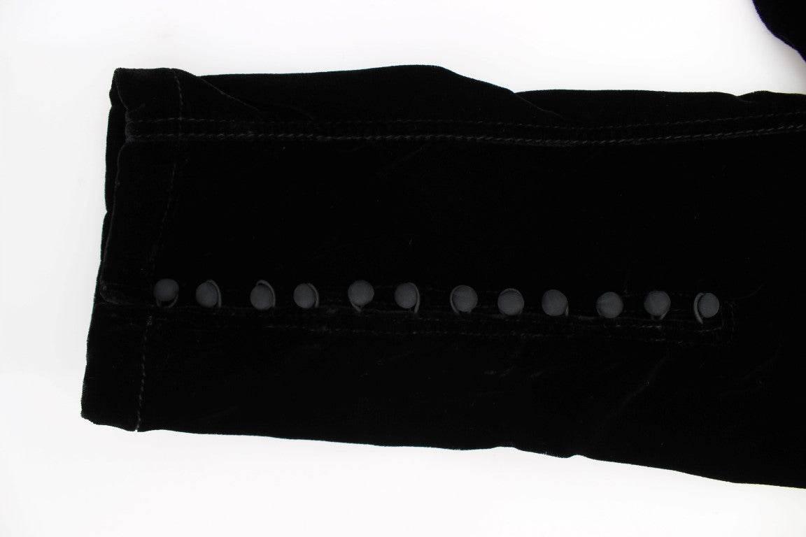 Ermanno Scervino Black Viscose Blend Velvet Slim Fit Pants - Hilstor