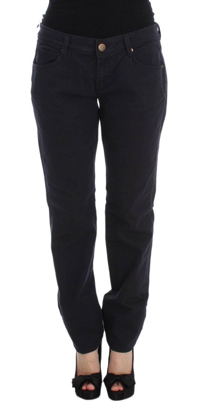 Ermanno Scervino Blue Cotton Blend Casual Fit Pants - Hilstor
