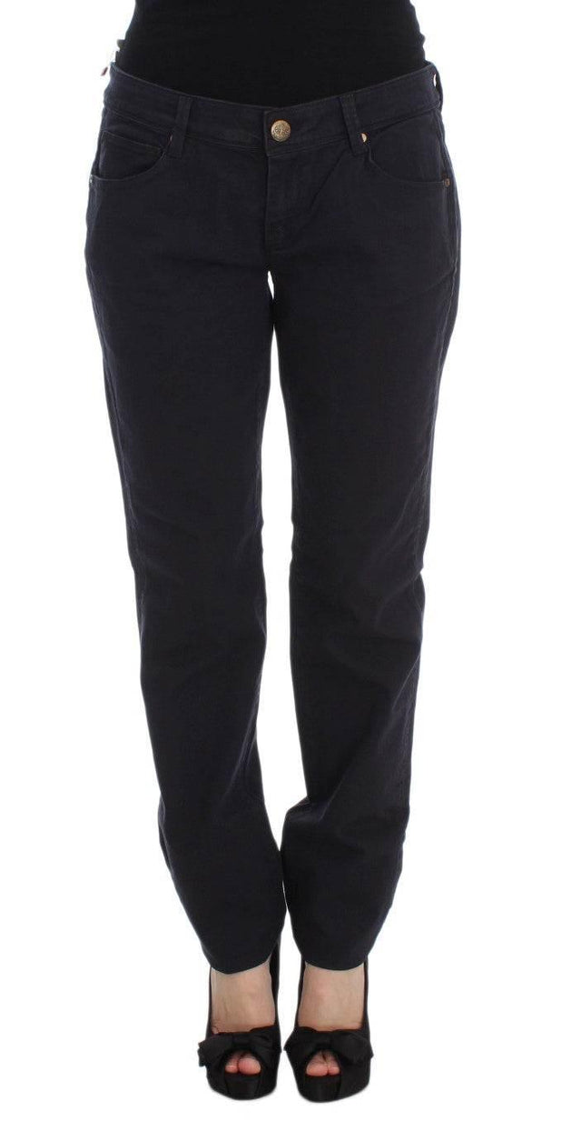 Ermanno Scervino Blue Cotton Blend Casual Fit Pants - Hilstor