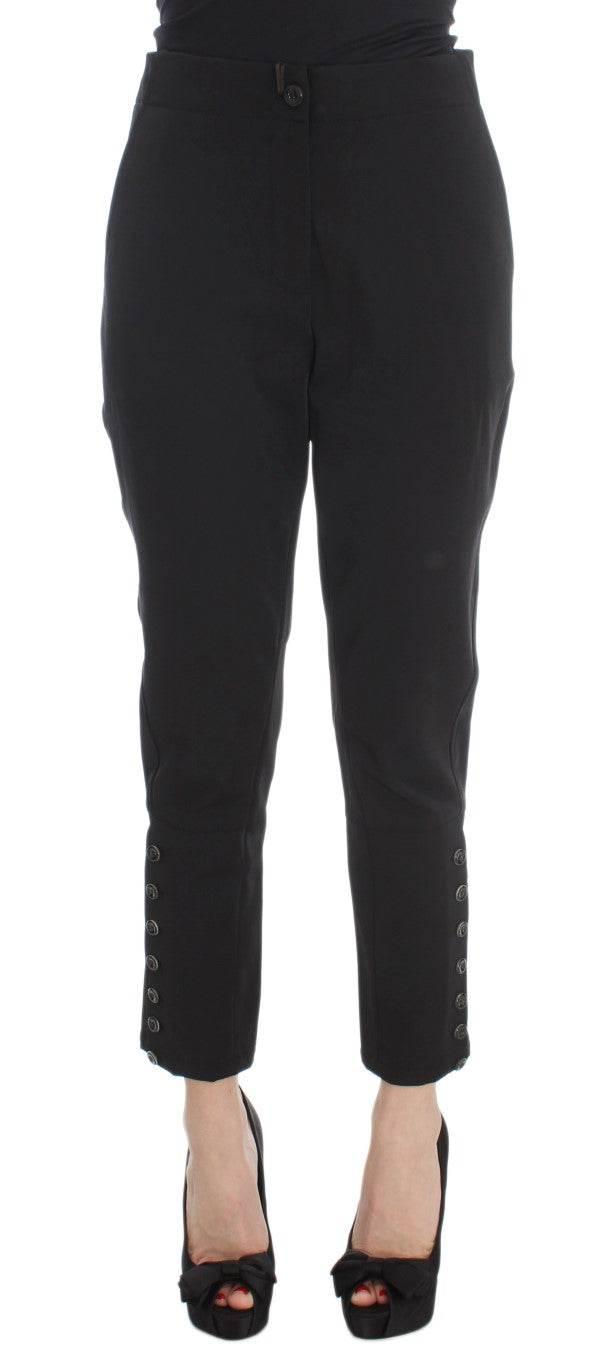 Ermanno Scervino Black Cotton Blend Capri Cropped Pants - Hilstor