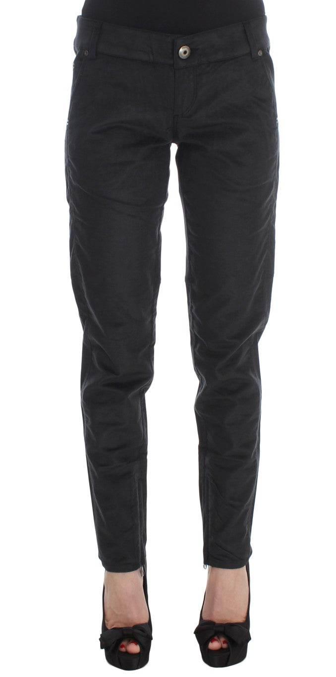 Ermanno Scervino Black Cotton Blend Regular Fit Pants - Hilstor