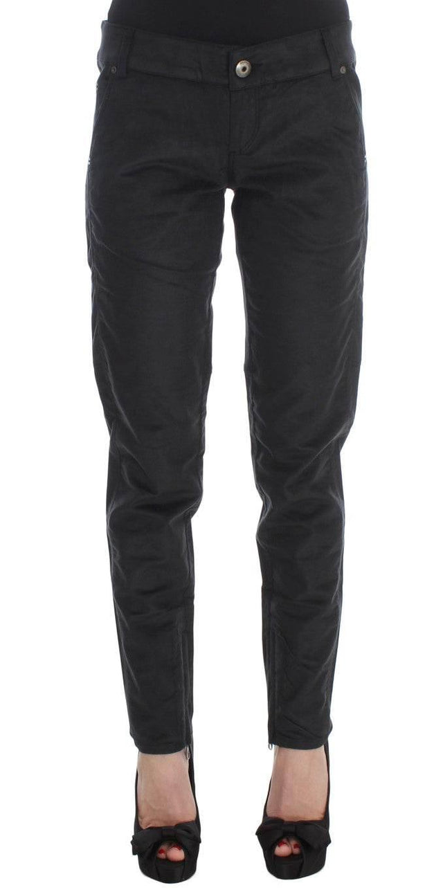 Ermanno Scervino Black Cotton Blend Regular Fit Pants - Hilstor