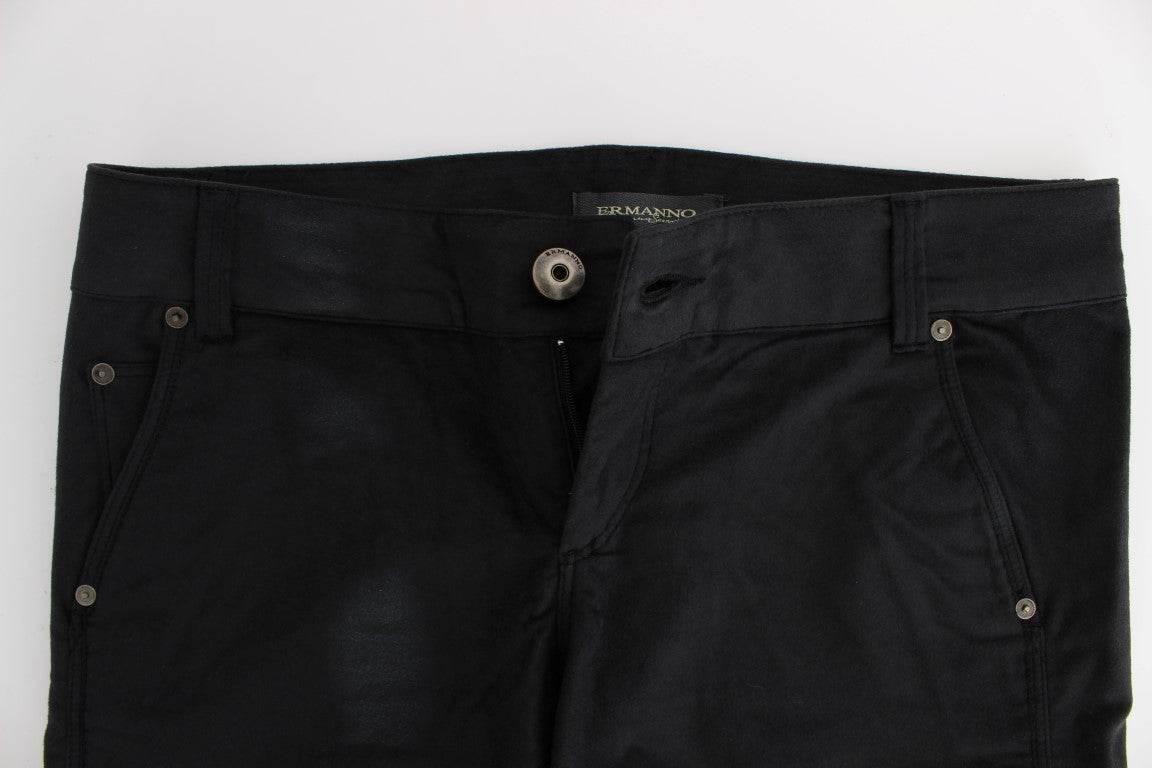 Ermanno Scervino Black Cotton Blend Regular Fit Pants - Hilstor
