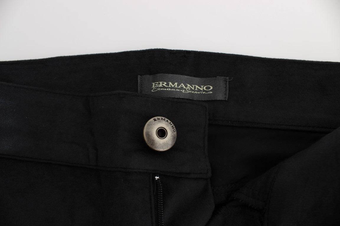 Ermanno Scervino Black Cotton Blend Regular Fit Pants - Hilstor