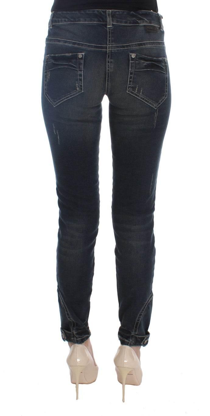 Ermanno Scervino Blue Cotton Blend Slim Fit Jeans - Hilstor