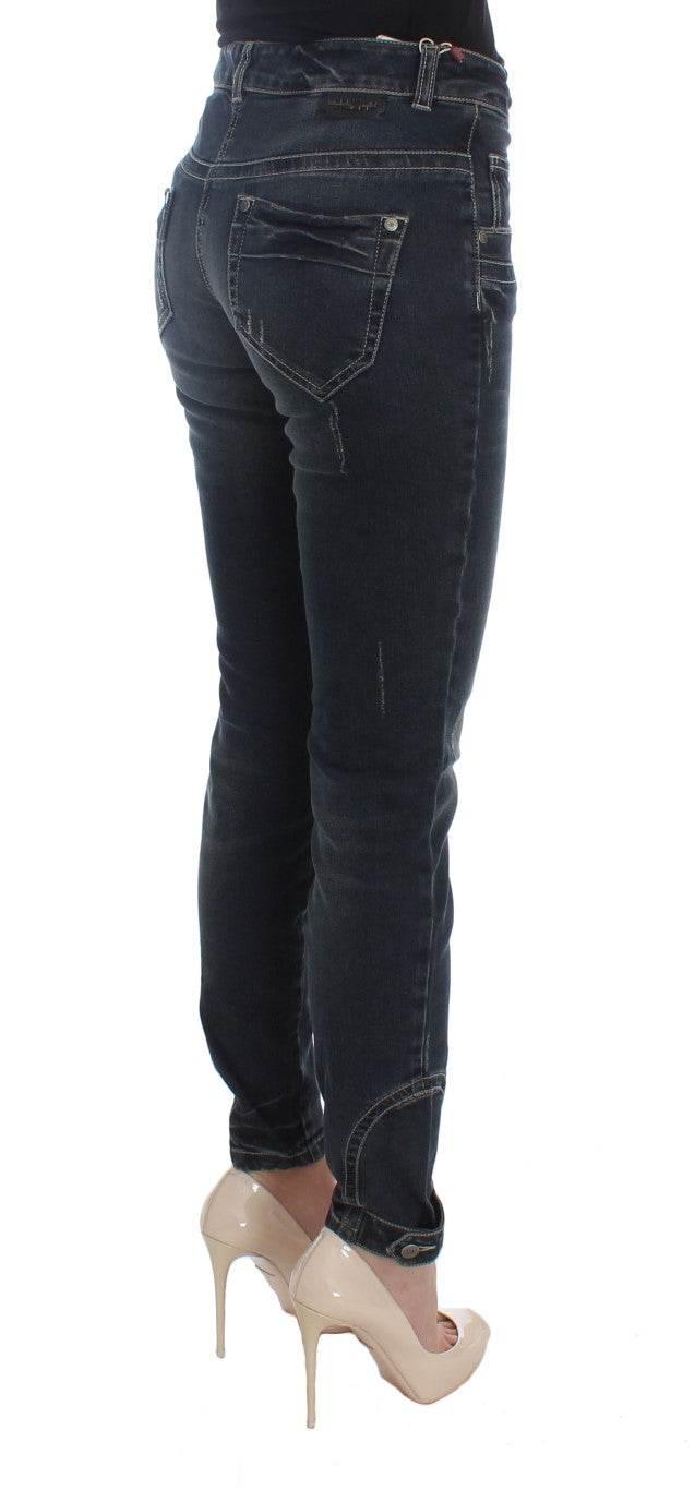 Ermanno Scervino Blue Cotton Blend Slim Fit Jeans - Hilstor