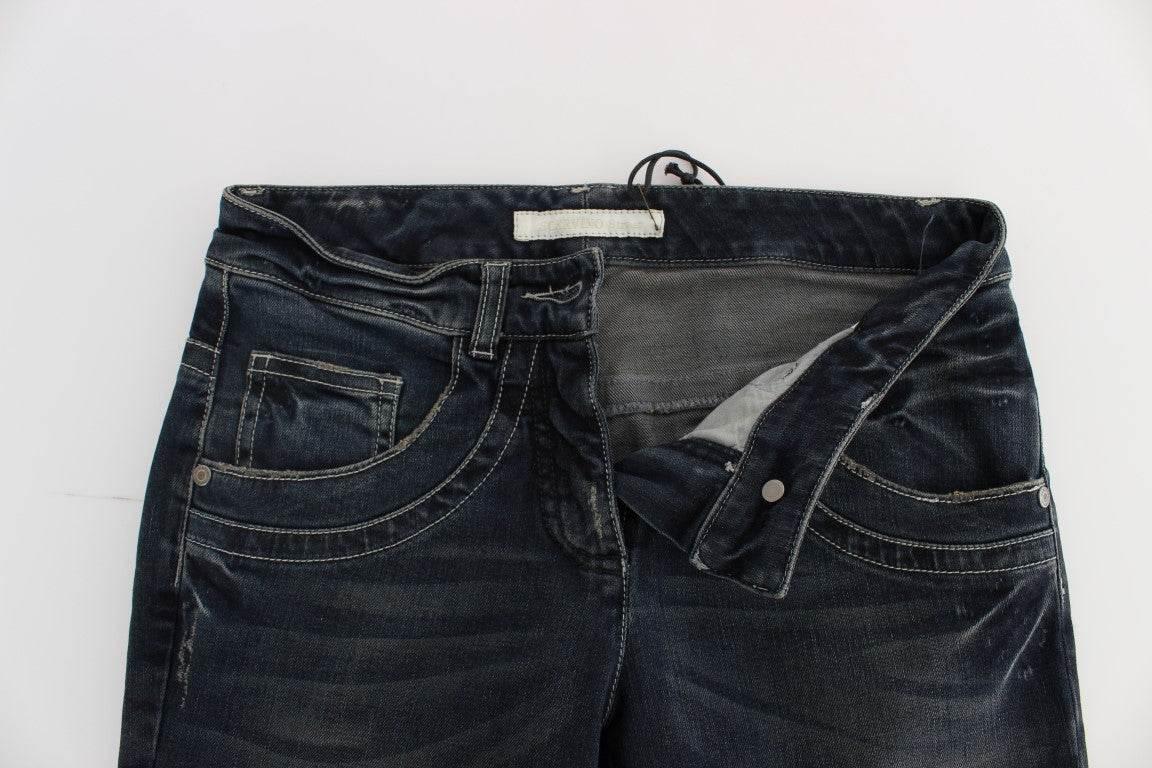 Ermanno Scervino Blue Cotton Blend Slim Fit Jeans - Hilstor