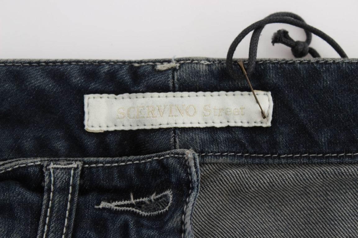 Ermanno Scervino Blue Cotton Blend Slim Fit Jeans - Hilstor