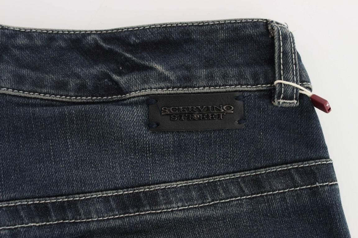 Ermanno Scervino Blue Cotton Blend Slim Fit Jeans - Hilstor