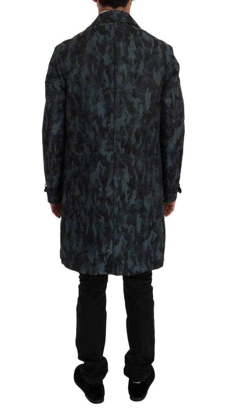 Dolce & Gabbana Blue Camouflage Trench Trench - Hilstor