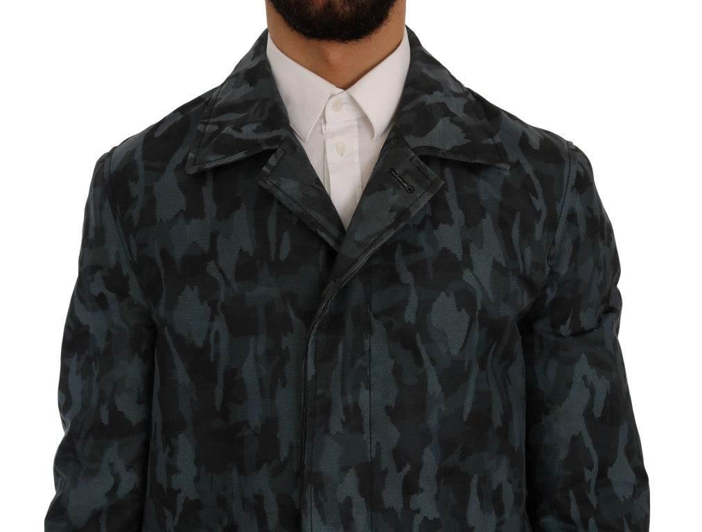 Dolce & Gabbana Blue Camouflage Trench Trench - Hilstor