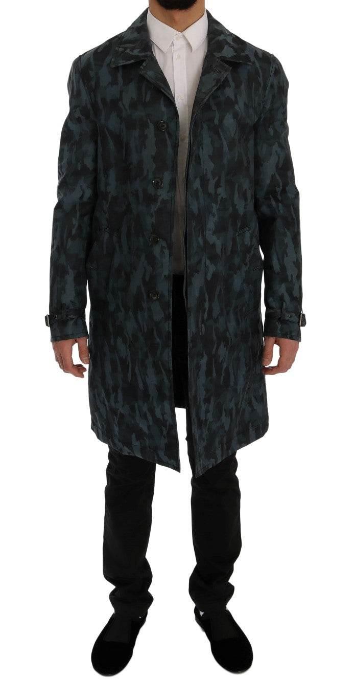 Dolce & Gabbana Blue Camouflage Trench Trench - Hilstor