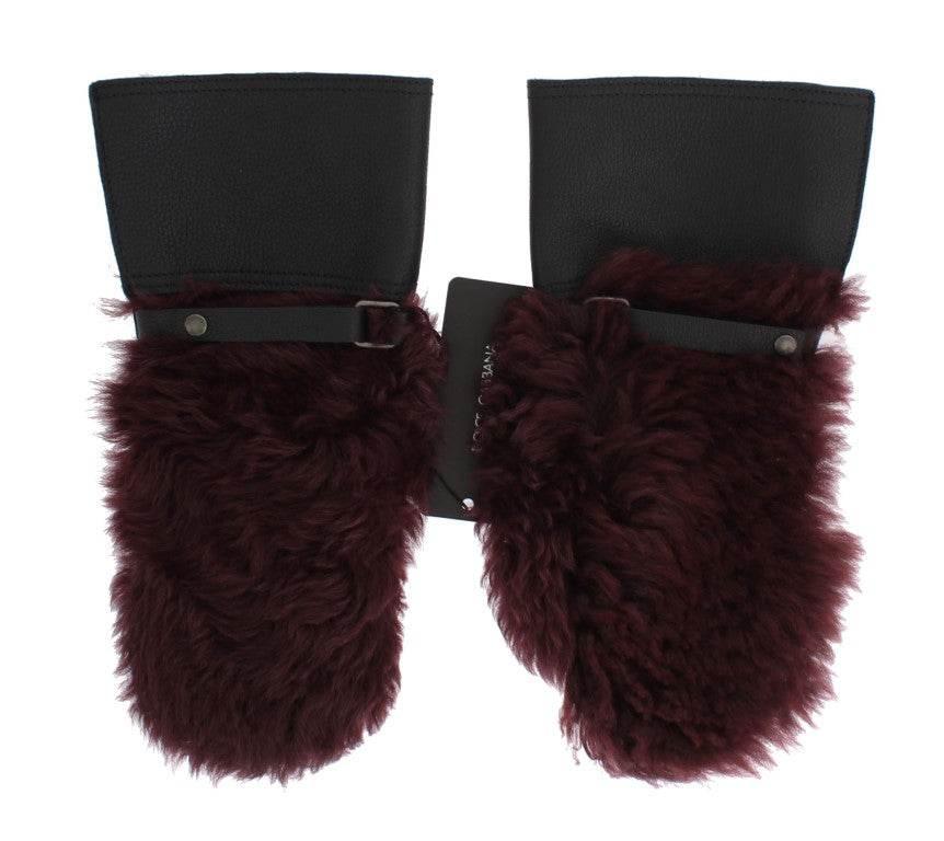 Dolce & Gabbana Elegant Black & Bordeaux Leather Gloves - Hilstor