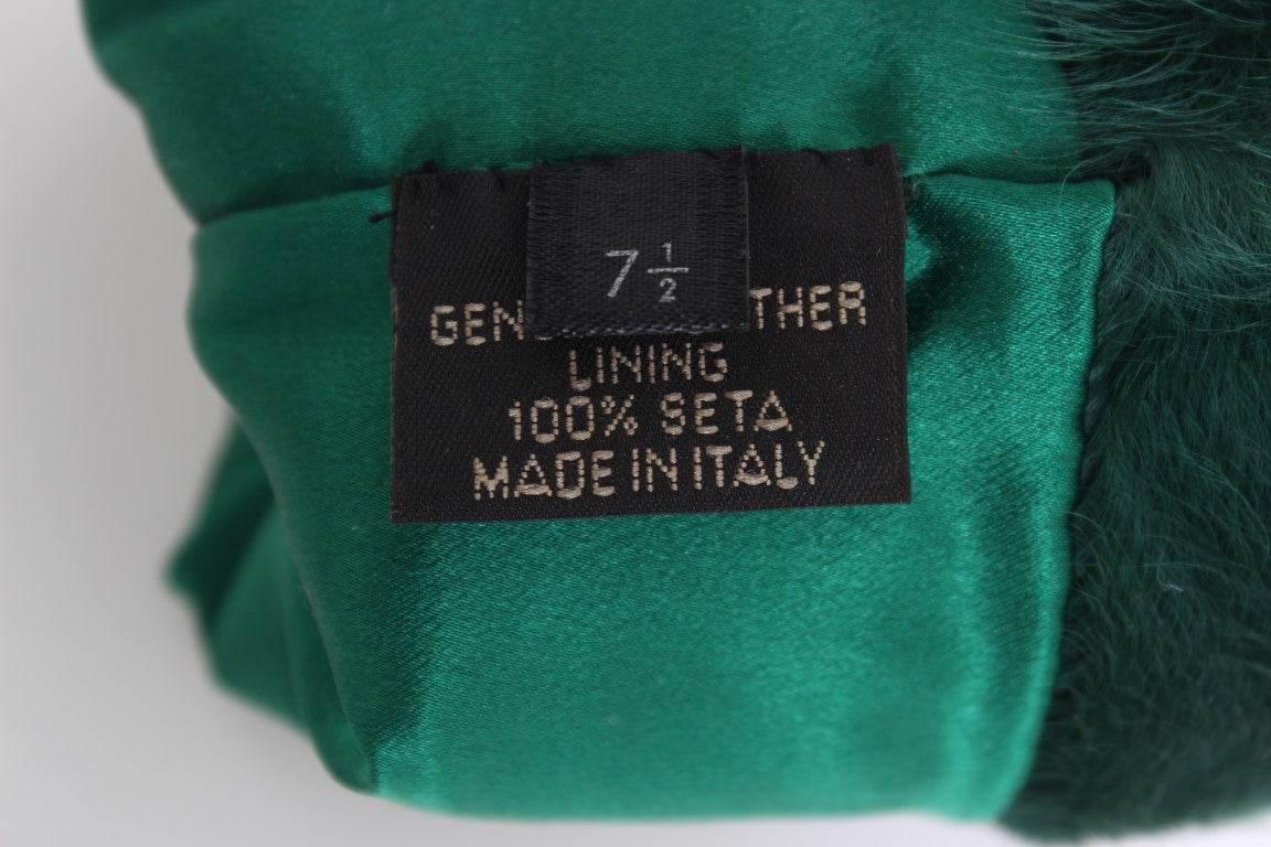 Dolce & Gabbana Green Leather Xiangao Fur Elbow Gloves - Hilstor