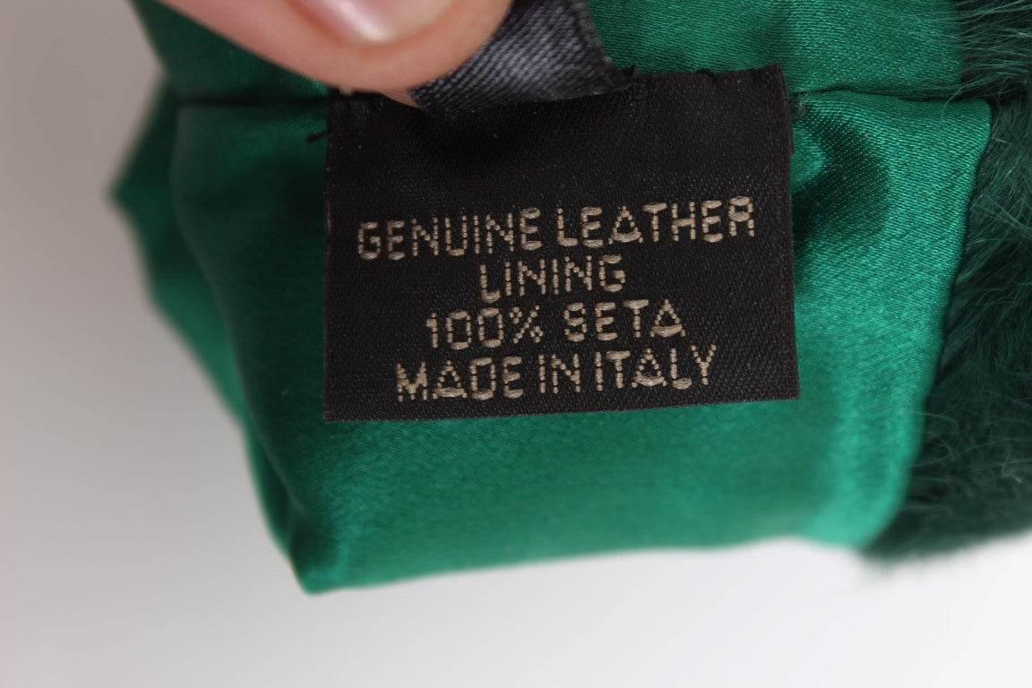 Dolce & Gabbana Green Leather Xiangao Fur Elbow Gloves - Hilstor