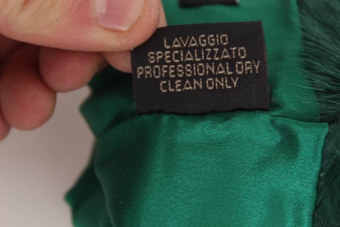 Dolce & Gabbana Green Leather Xiangao Fur Elbow Gloves - Hilstor