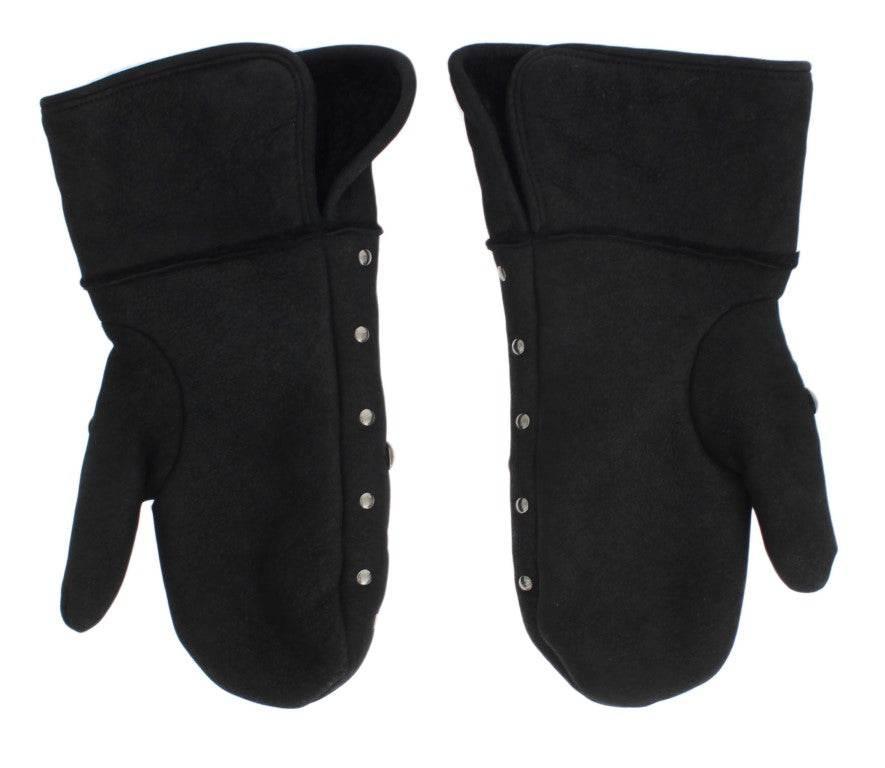 Dolce & Gabbana Elegant Studded Gray Wool Gloves - Hilstor