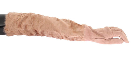 Dolce & Gabbana Elegant Beige Suede Elbow-Length Gloves - Hilstor