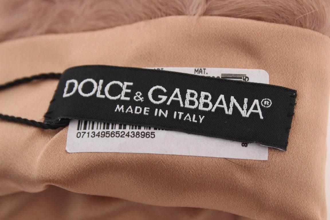 Dolce & Gabbana Beige Suede Xiangao Fur Elbow Gloves - Hilstor