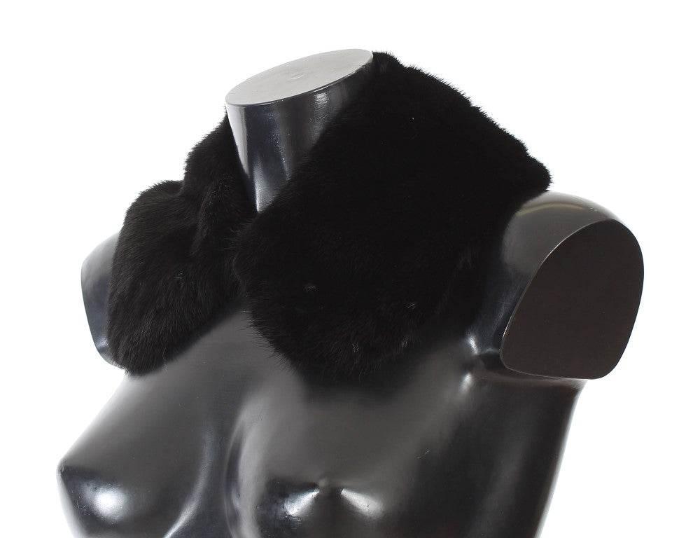 Dolce & Gabbana Black Mink Fur Shoulder Collar Scarf - Hilstor