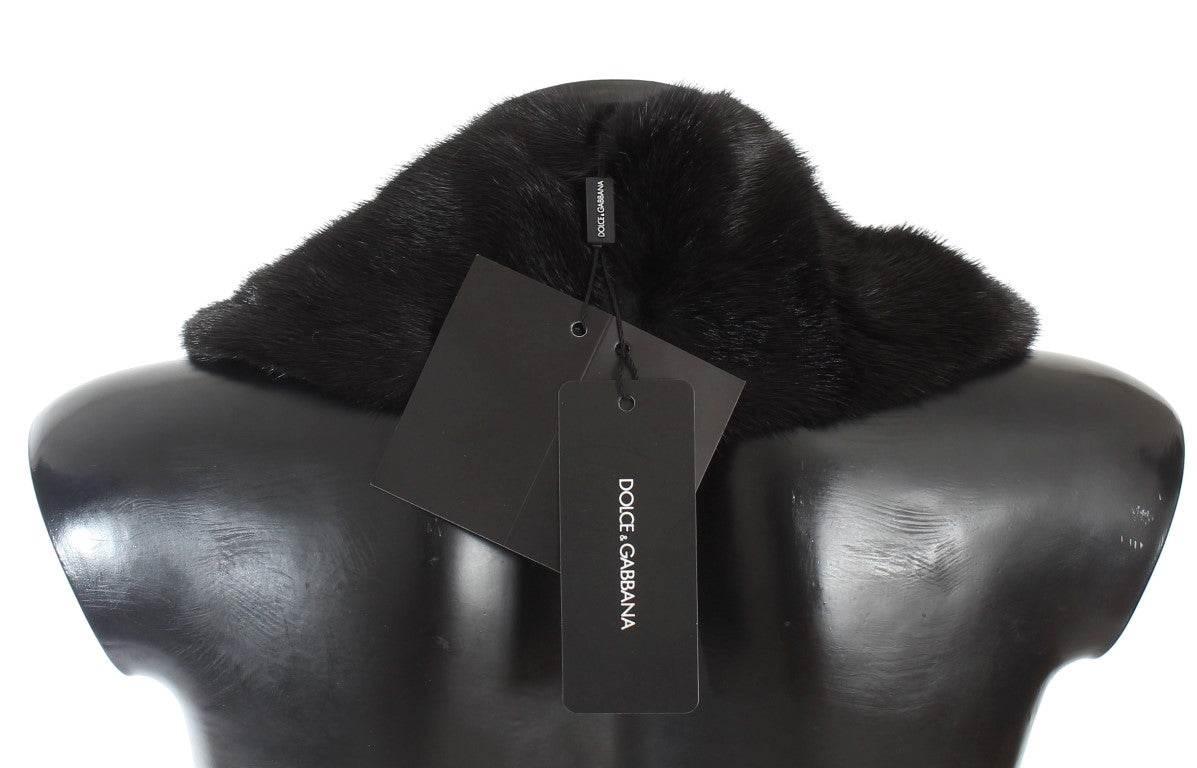 Dolce & Gabbana Black Mink Fur Shoulder Collar Scarf - Hilstor