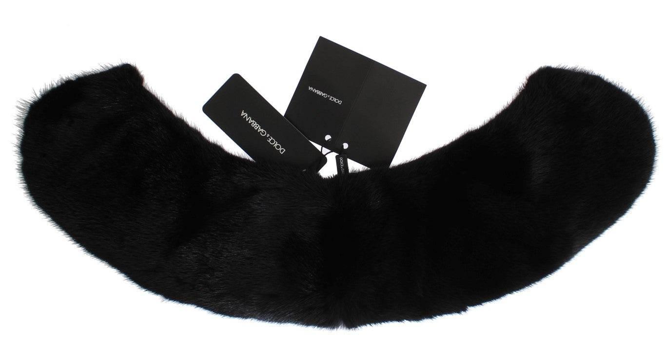 Dolce & Gabbana Black Mink Fur Shoulder Collar Scarf - Hilstor