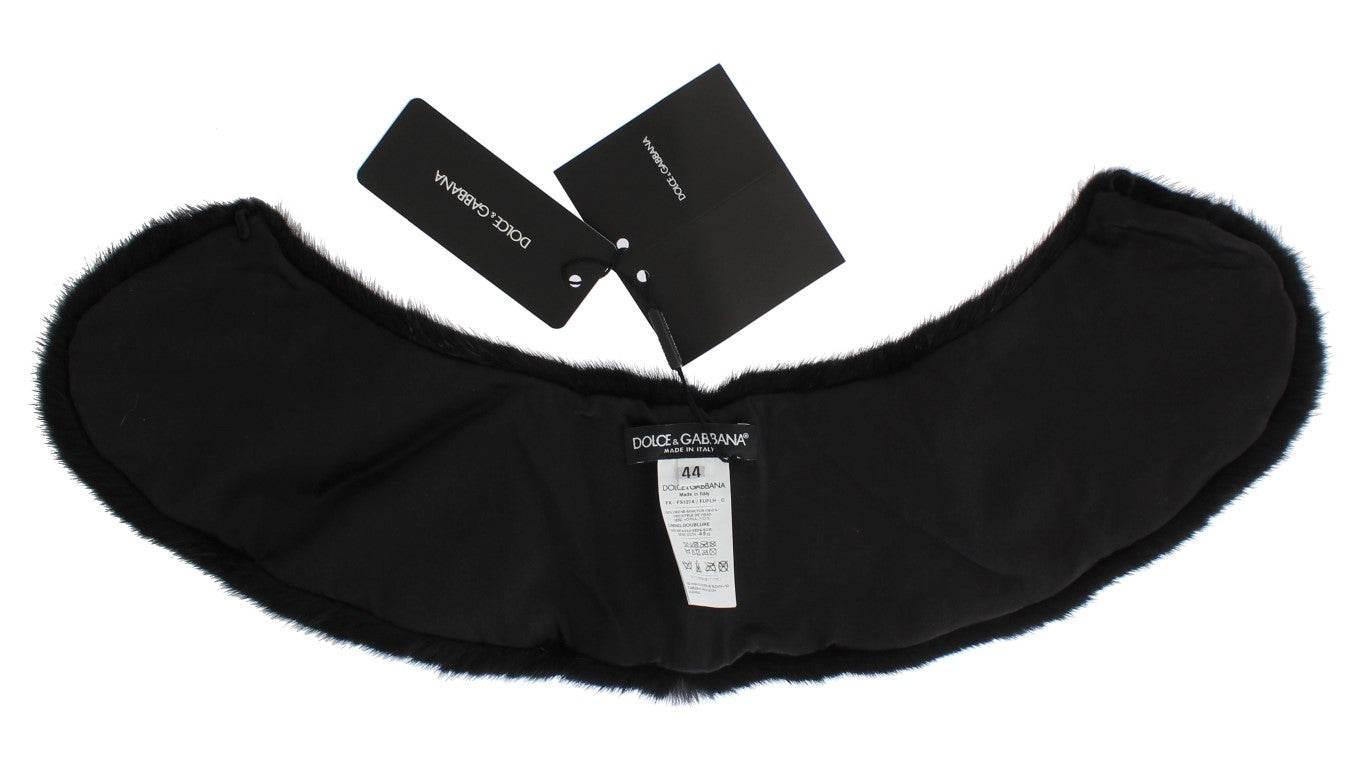 Dolce & Gabbana Black Mink Fur Shoulder Collar Scarf - Hilstor
