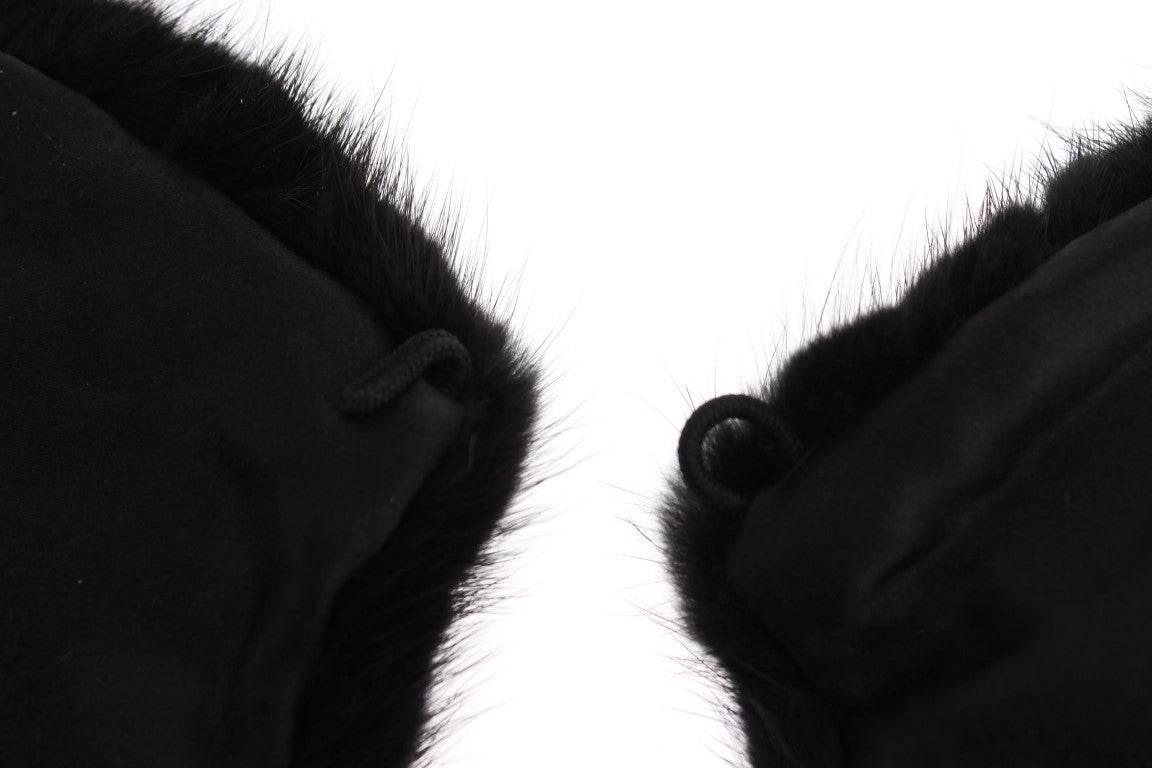 Dolce & Gabbana Black Mink Fur Shoulder Collar Scarf - Hilstor