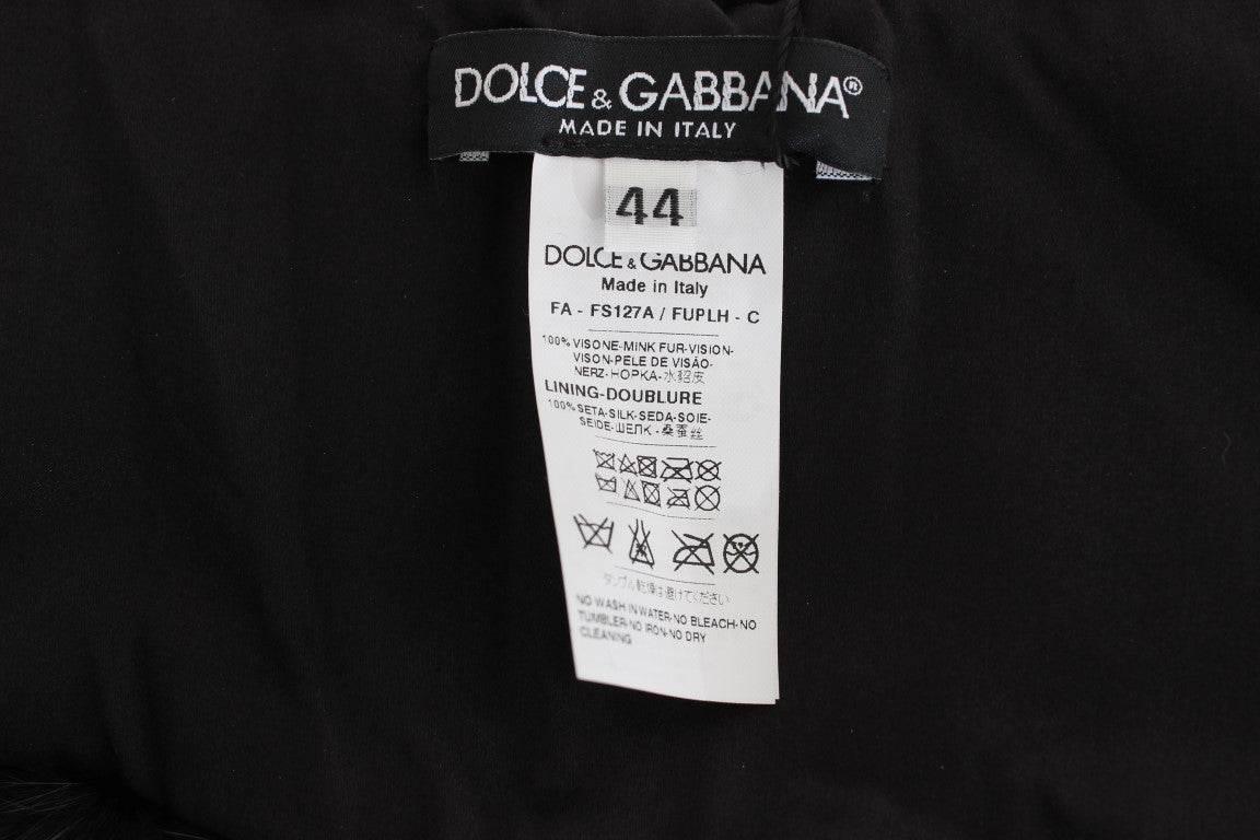 Dolce & Gabbana Black Mink Fur Shoulder Collar Scarf - Hilstor