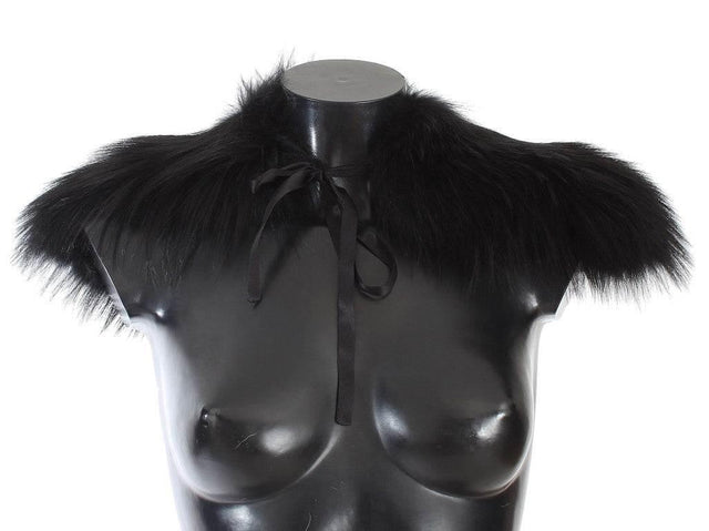 Dolce & Gabbana Black Fox Fur Collar Scarf - Hilstor