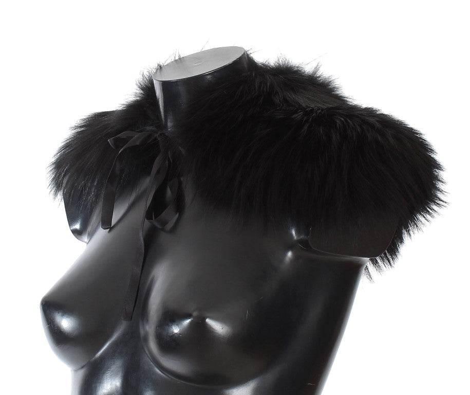 Dolce & Gabbana Black Fox Fur Collar Scarf - Hilstor