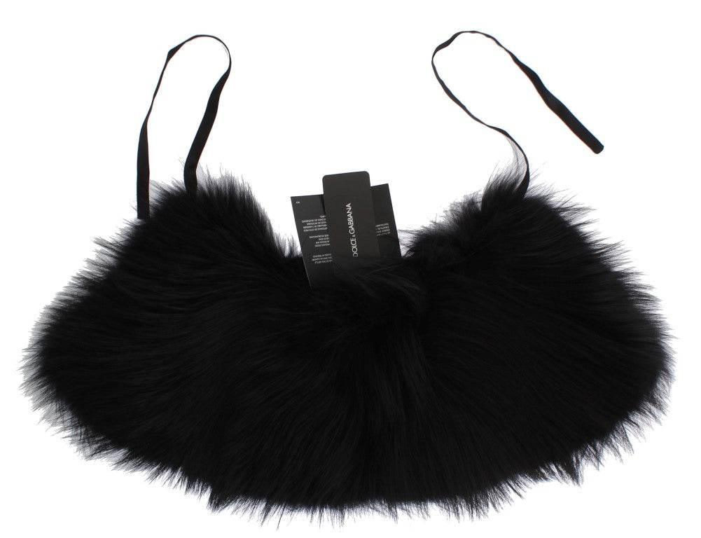 Dolce & Gabbana Black Fox Fur Collar Scarf - Hilstor