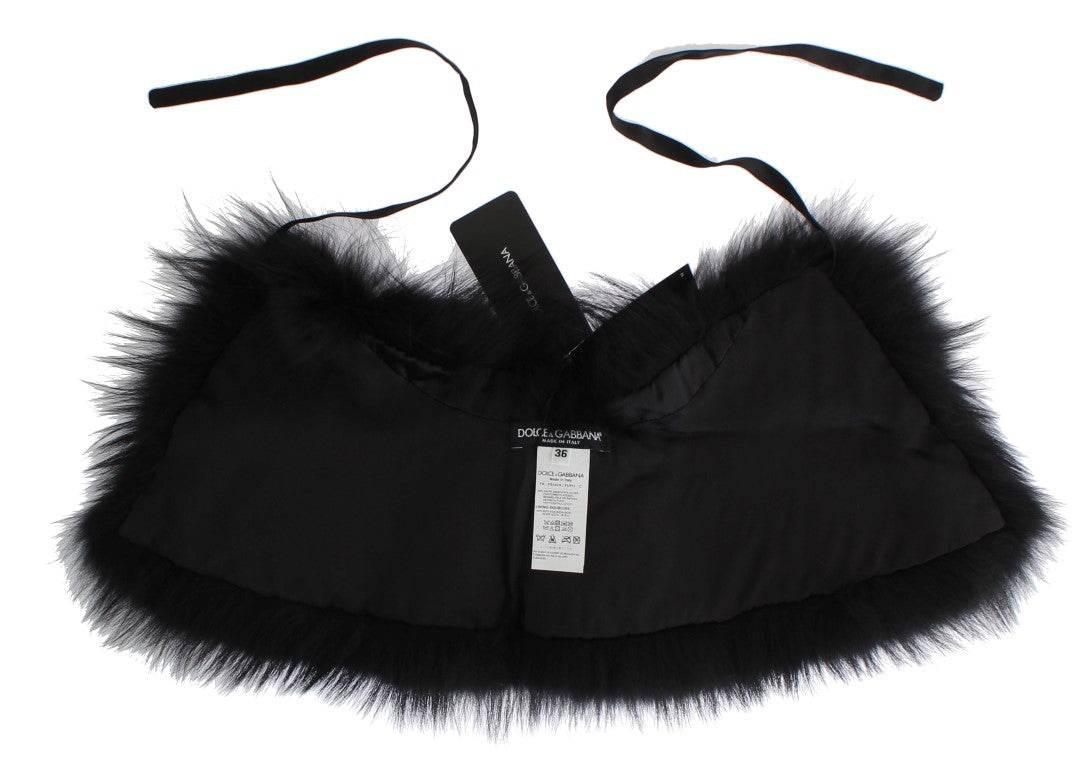 Dolce & Gabbana Black Fox Fur Collar Scarf - Hilstor