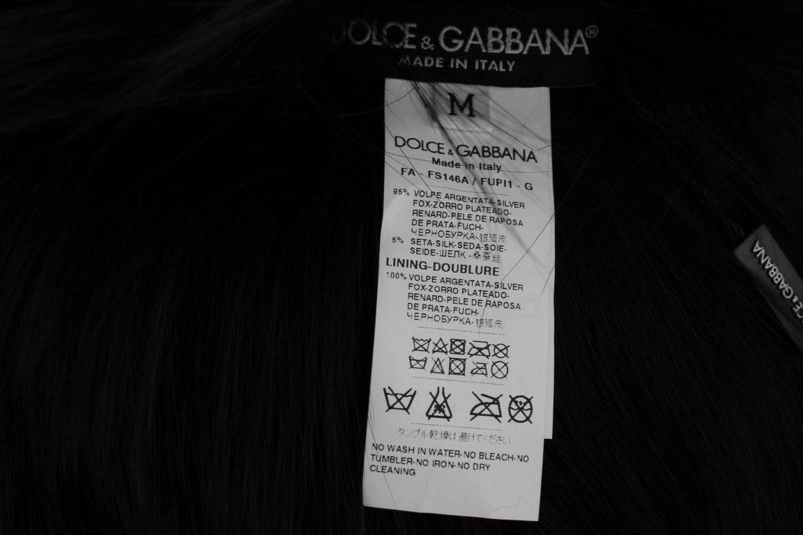 Dolce & Gabbana Black Fox Fur Shoulder Wrap Cover Collar Scarf - Hilstor