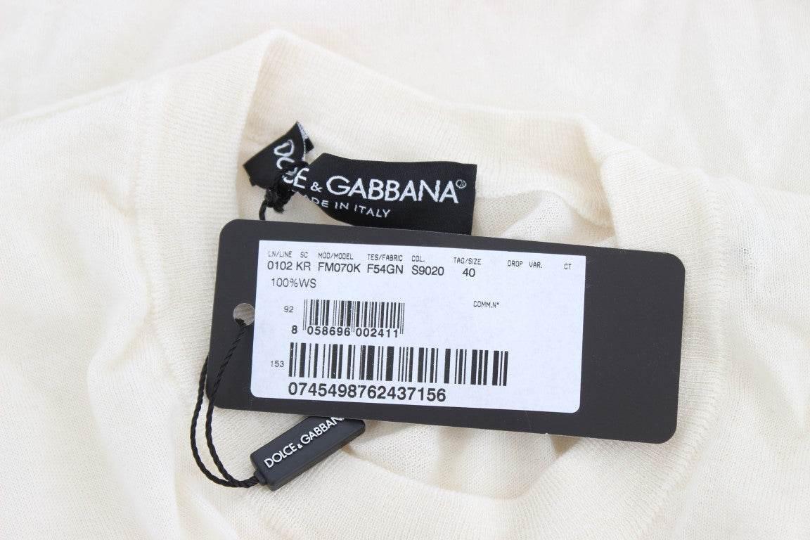 Dolce & Gabbana Elegant White Cashmere Sweater - Hilstor