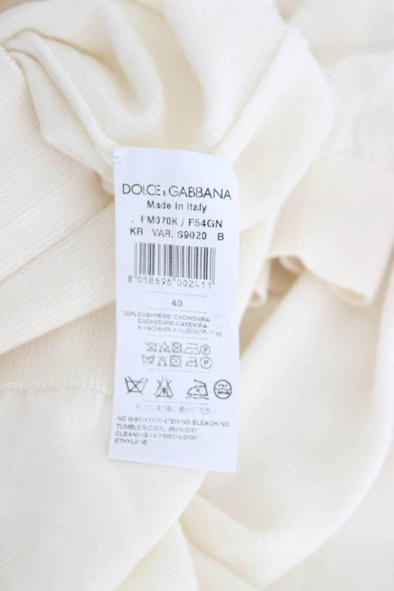 Dolce & Gabbana Elegant White Cashmere Sweater - Hilstor