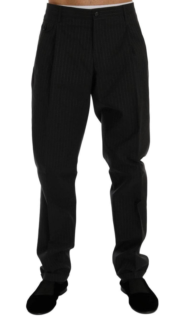 Dolce & Gabbana Blue Striped Cotton Dress Formal Pants - Hilstor