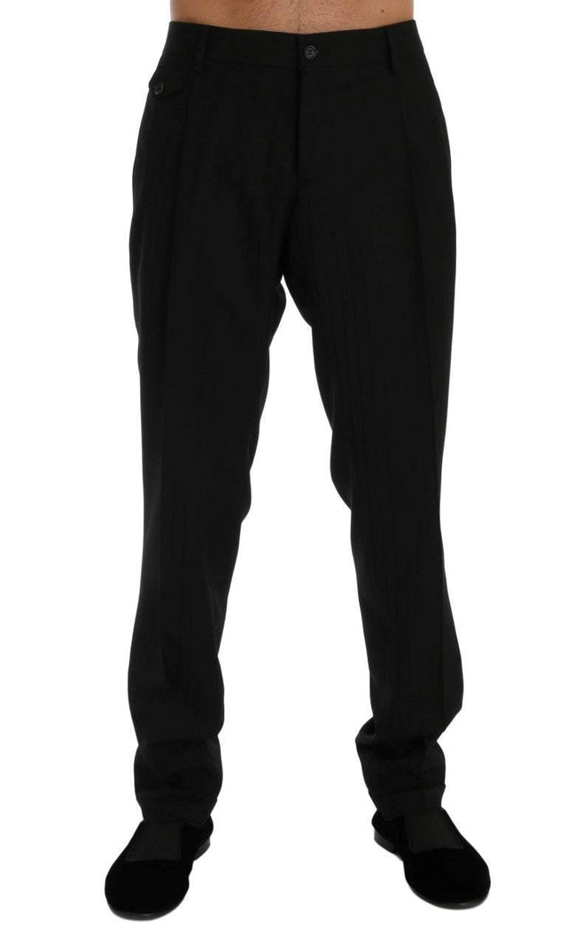 Dolce & Gabbana Black Striped Wool Stretch Pants - Hilstor