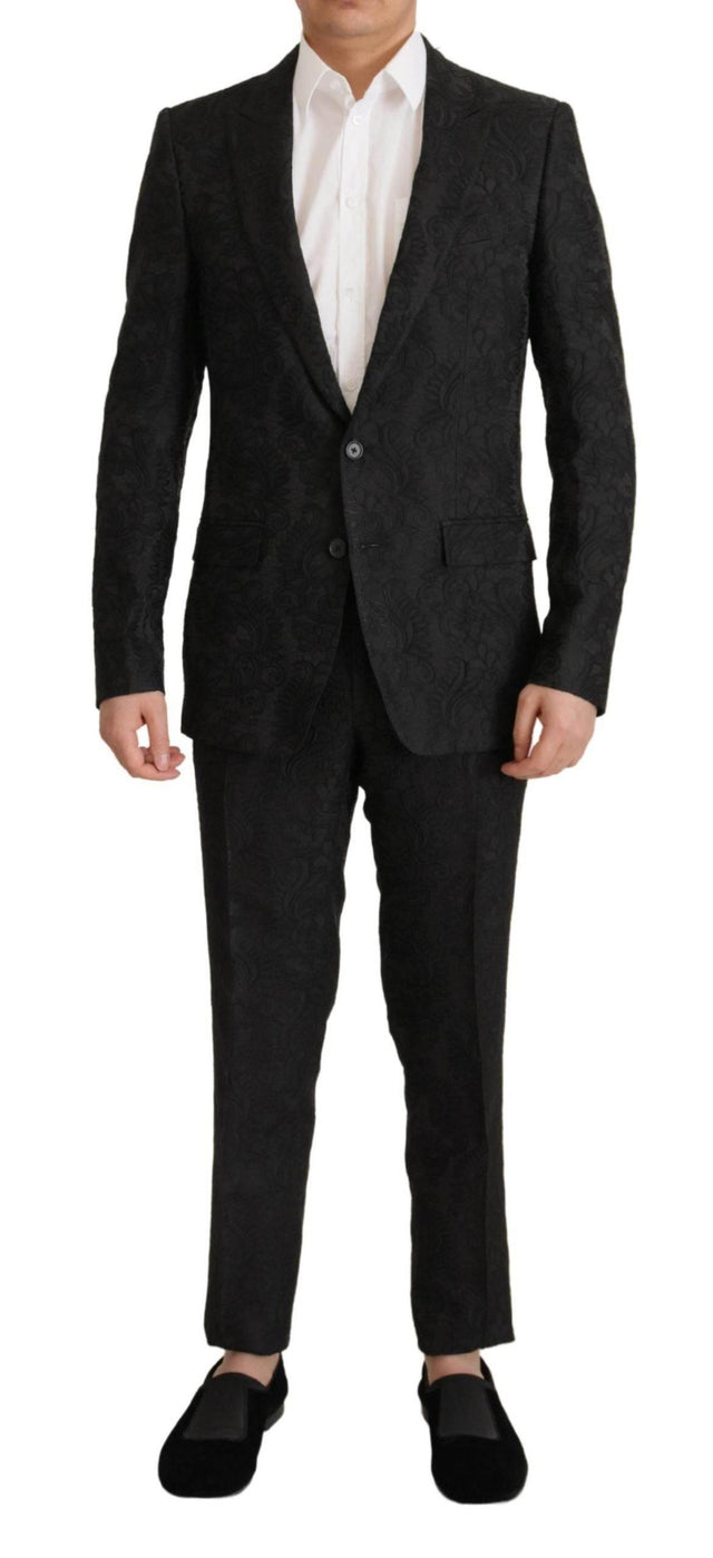 Dolce & Gabbana Black Brocade Formal 2 Piece MARTINI Suit - Hilstor