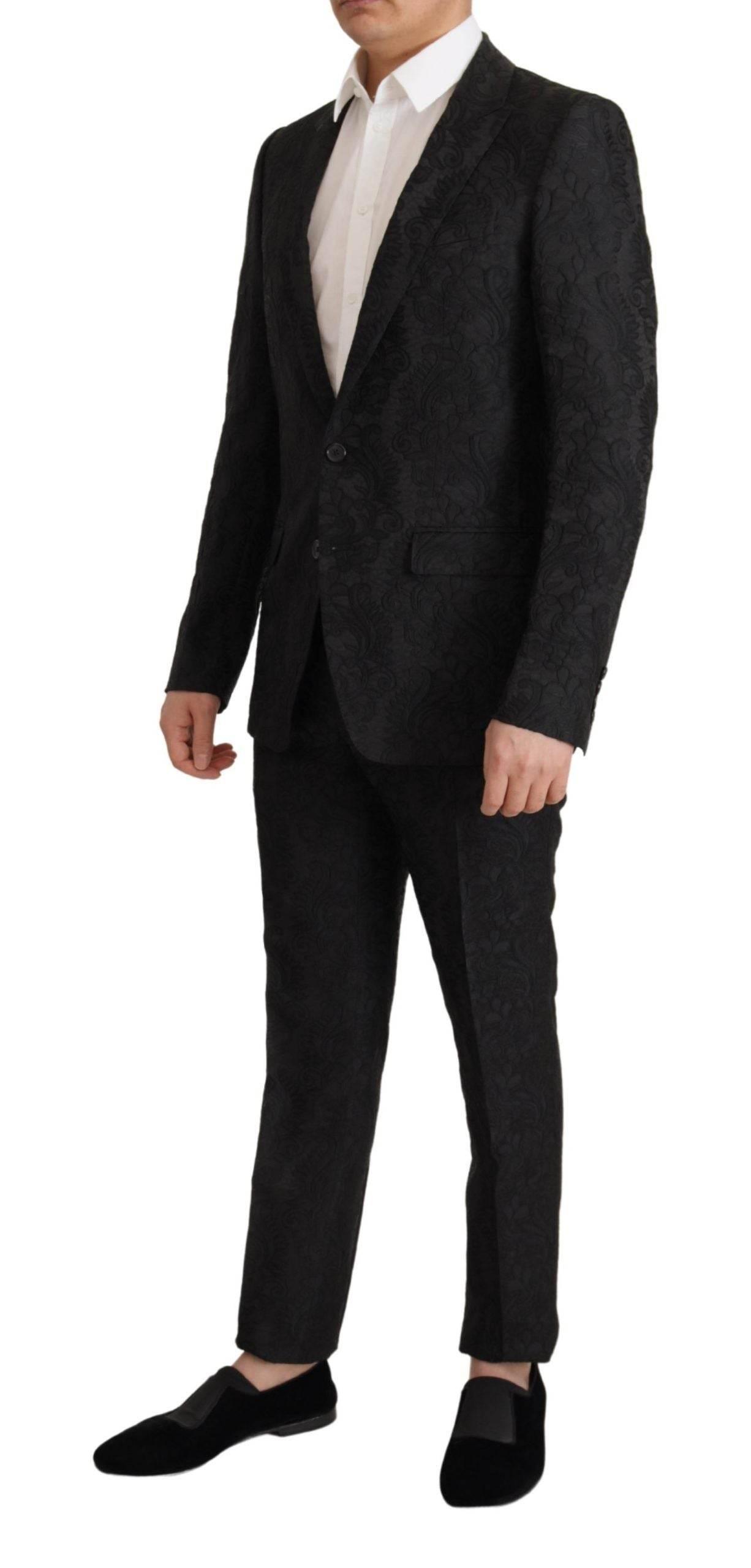 Dolce & Gabbana Black Brocade Formal 2 Piece MARTINI Suit - Hilstor