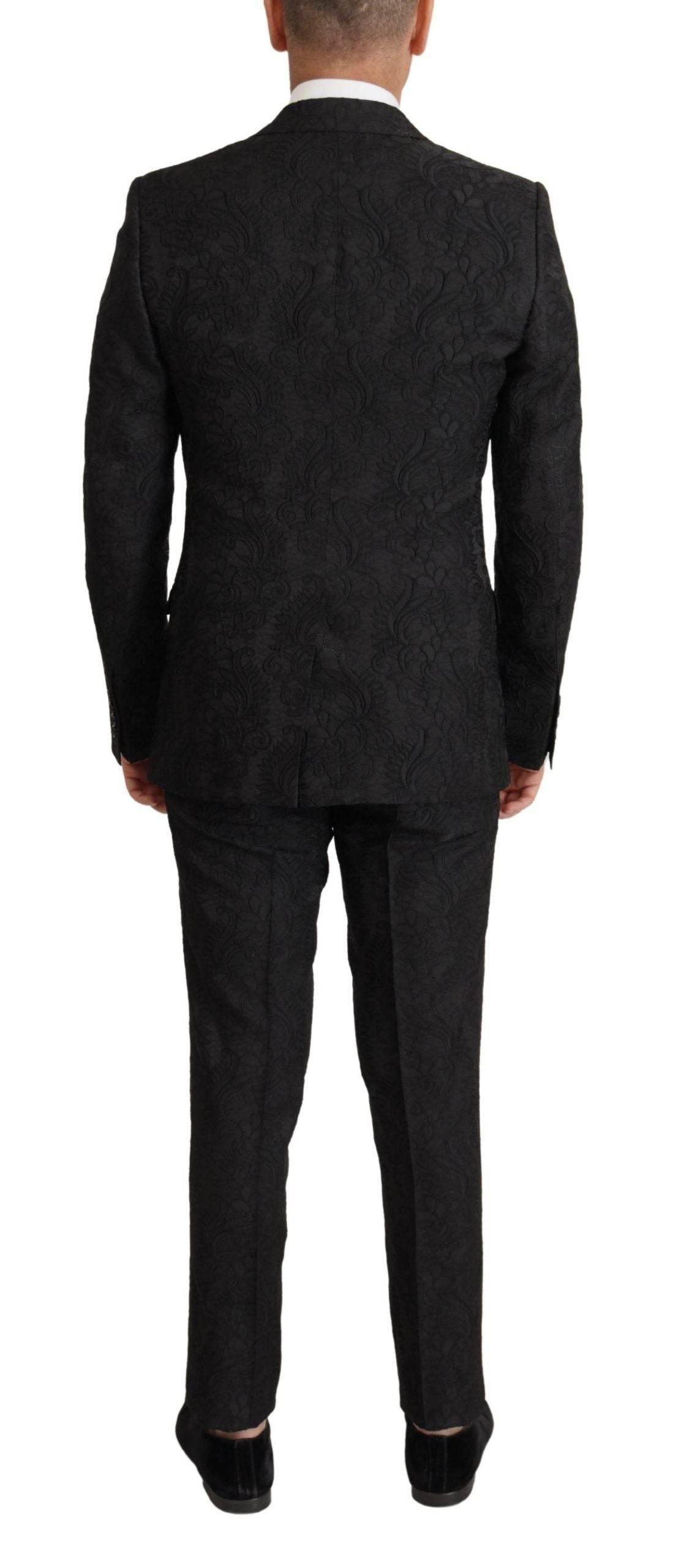 Dolce & Gabbana Black Brocade Formal 2 Piece MARTINI Suit - Hilstor