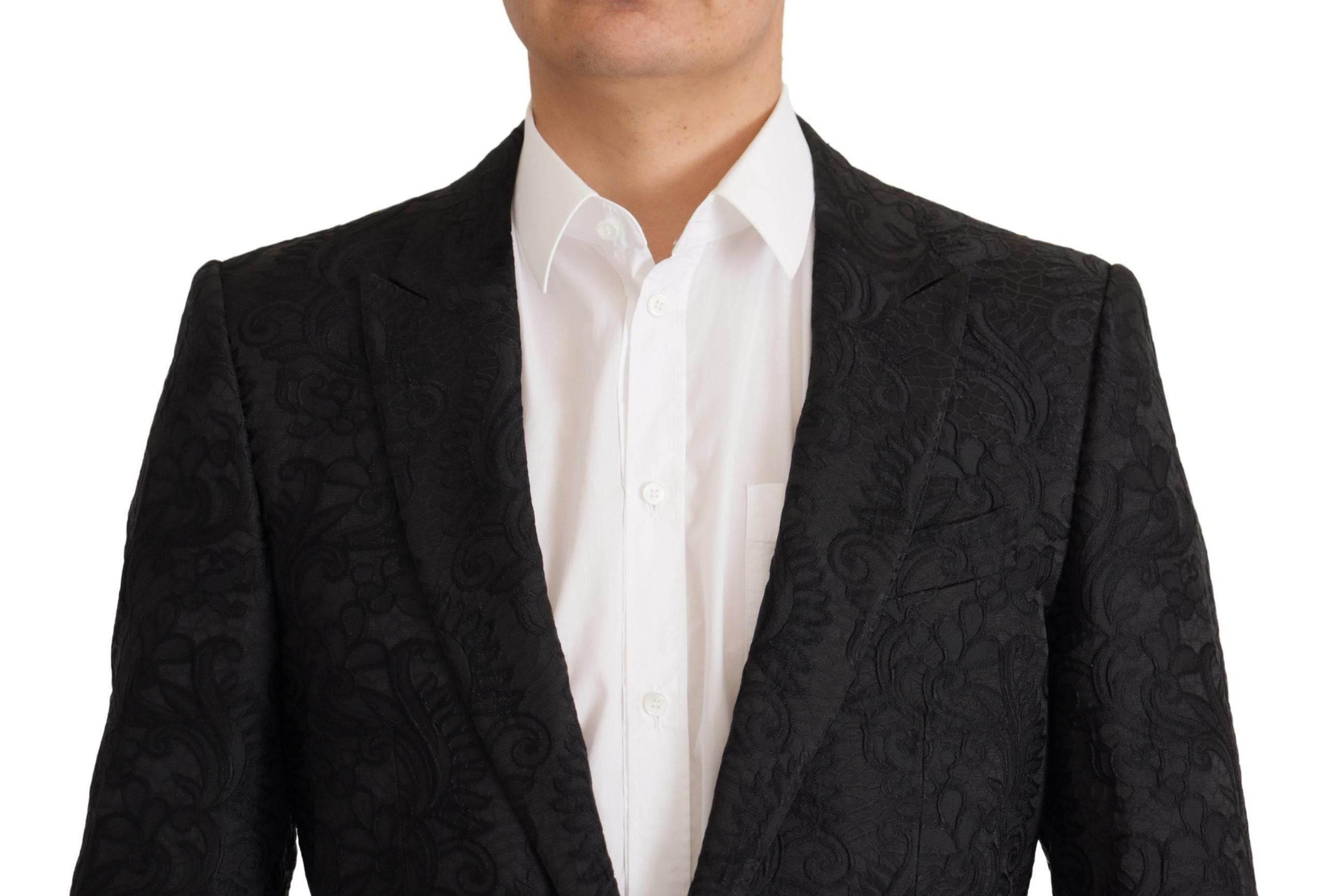 Dolce & Gabbana Black Brocade Formal 2 Piece MARTINI Suit - Hilstor
