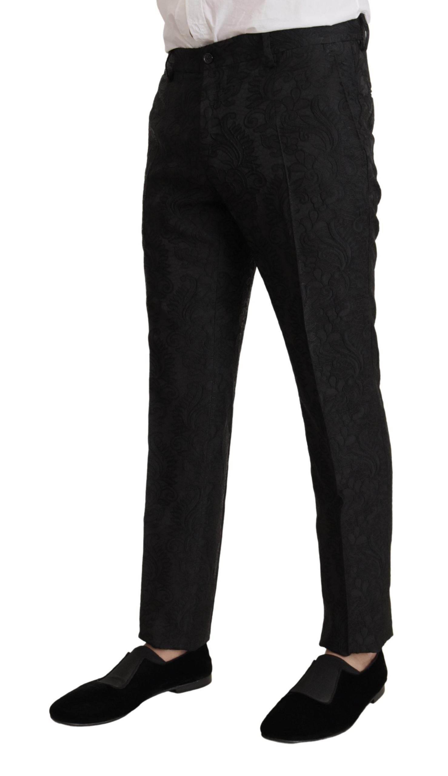 Dolce & Gabbana Black Brocade Formal 2 Piece MARTINI Suit - Hilstor